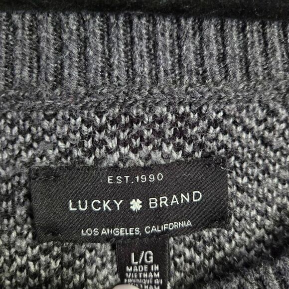 Lucky Brand Cheetah Print Sweater Cozy Womens SZ L Grey - Picture 2 of 4